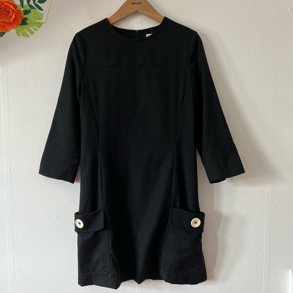 Rag and Bone sz 4 black wool dress LBD round neck POCKETS small hole - Picture 9 of 16